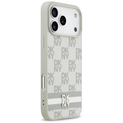 DKNY Checkered with Printed Stripes Case for iPhone 17 Pro Max - Beige_3