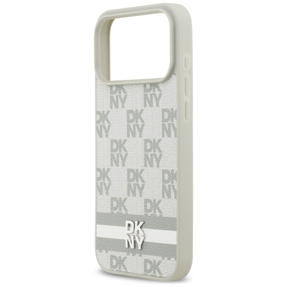 DKNY Checkered with Printed Stripes Case for iPhone 17 Pro Max - Beige_5