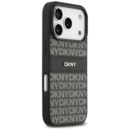 DKNY Repeat Texture Pattern with Tonal Stripe iPhone 17 Pro Case - Black_3
