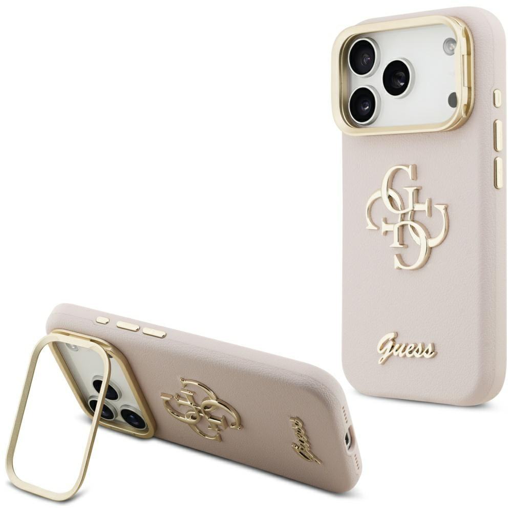 Guess Grained Big 4G &amp; Stand Camera Case for iPhone 17 Pro - Pink_0
