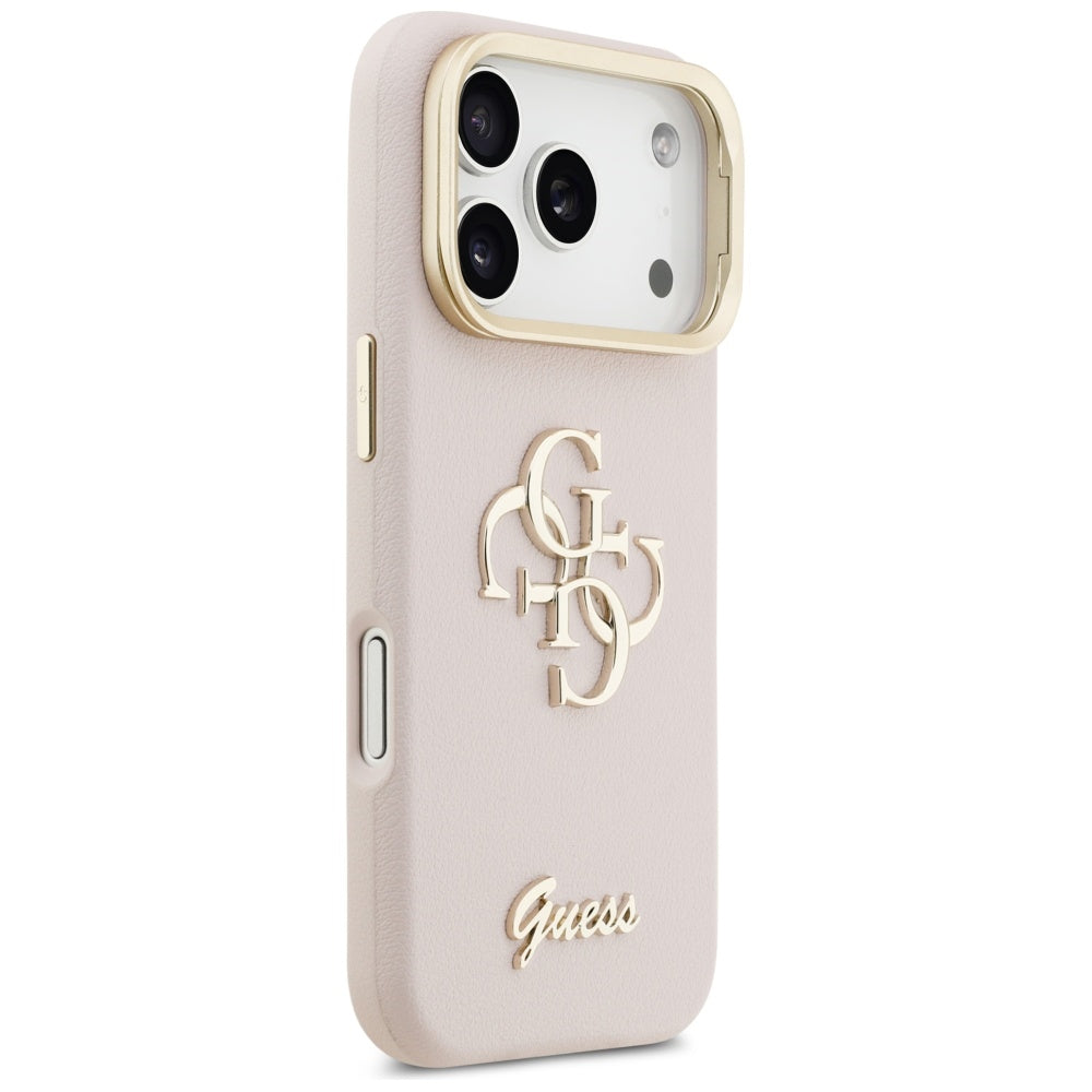 Guess Grained Big 4G &amp; Stand Camera Case for iPhone 17 Pro - Pink_3