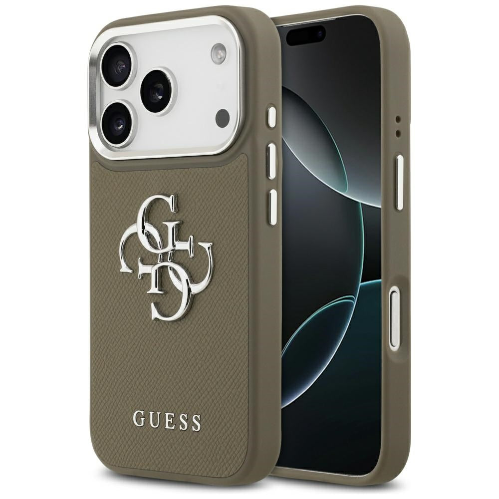 Guess Grained Big 4G Classic Logo Case for iPhone 17 Pro - Brown_0