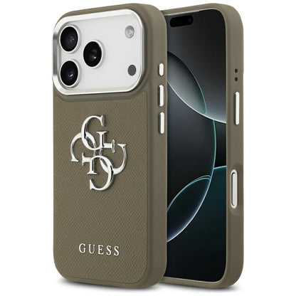 Guess Grained Big 4G Classic Logo Case for iPhone 17 Pro - Brown_0