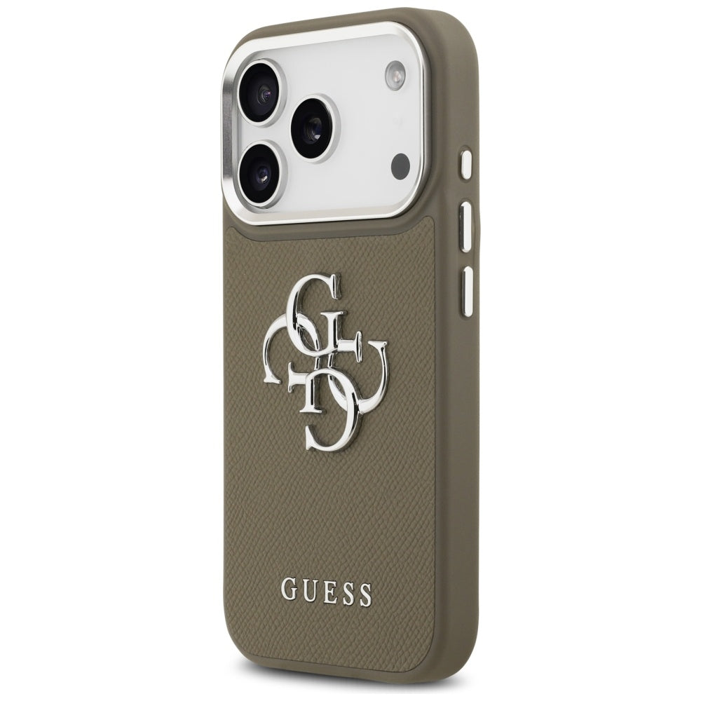 Guess Grained Big 4G Classic Logo Case for iPhone 17 Pro - Brown_1