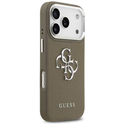 Guess Grained Big 4G Classic Logo Case for iPhone 17 Pro - Brown_3