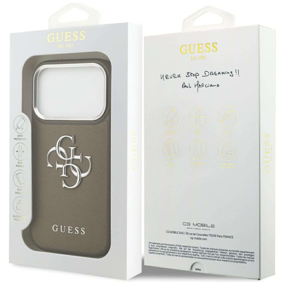 Guess Grained Big 4G Classic Logo Case for iPhone 17 Pro - Brown_7