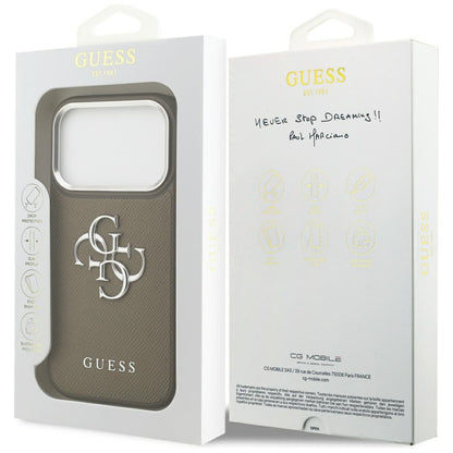 Guess Grained Big 4G Classic Logo Case for iPhone 17 Pro - Brown_7