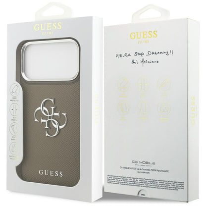 Guess Grained Big 4G Classic Logo Case for iPhone 17 Pro Max - Brown_7