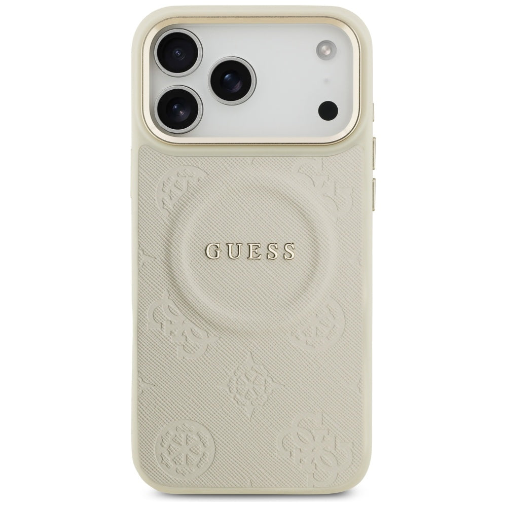 Guess Peony Hot Stamp MagSafe Case for iPhone 17 Pro Max - Beige_2