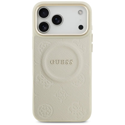 Guess Peony Hot Stamp MagSafe Case for iPhone 17 Pro Max - Beige_2