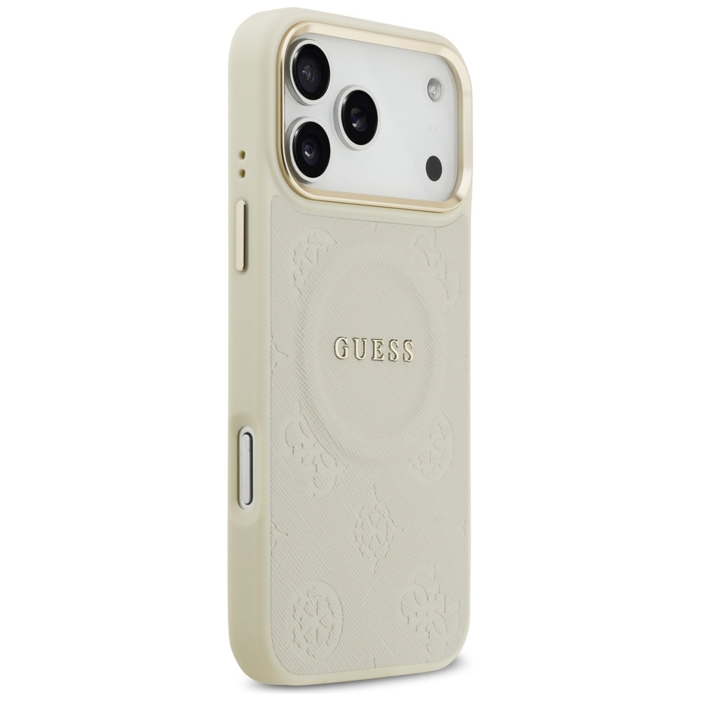 Guess Peony Hot Stamp MagSafe Case for iPhone 17 Pro Max - Beige_3