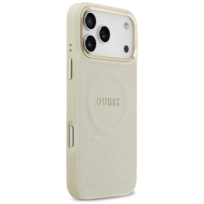 Guess Peony Hot Stamp MagSafe Case for iPhone 17 Pro Max - Beige_3
