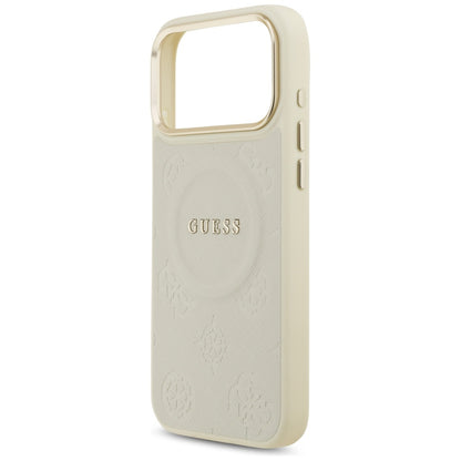 Guess Peony Hot Stamp MagSafe Case for iPhone 17 Pro Max - Beige_5