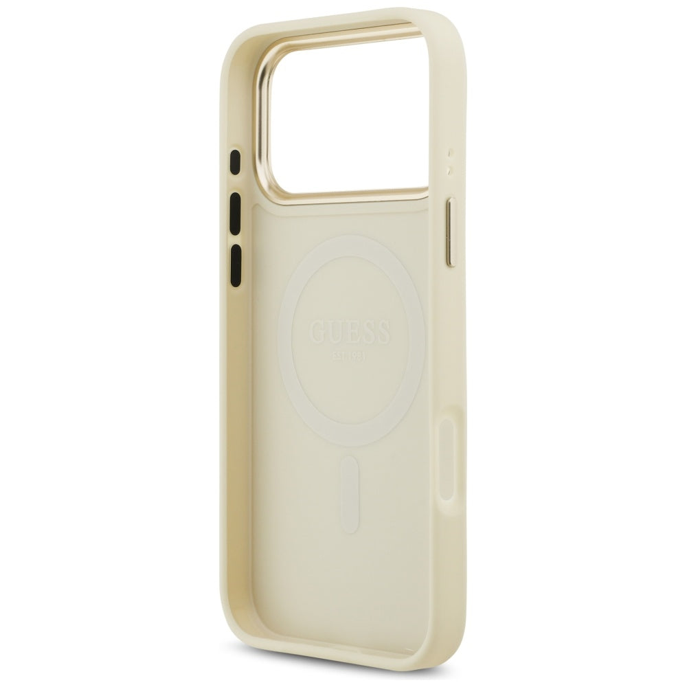 Guess Peony Hot Stamp MagSafe Case for iPhone 17 Pro Max - Beige_6