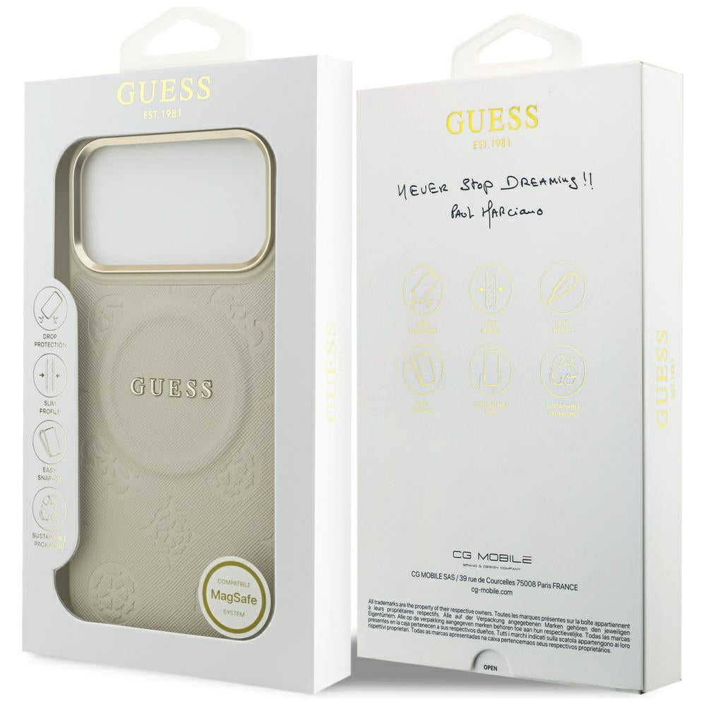 Guess Peony Hot Stamp MagSafe Case for iPhone 17 Pro Max - Beige_7