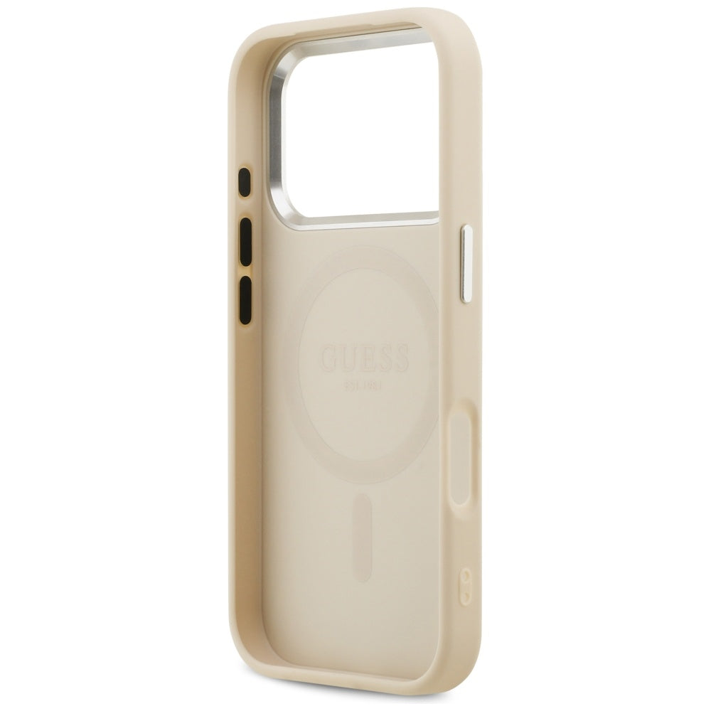 Guess Peony Hot Stamp Script MagSafe Case for iPhone 17 Pro - Beige_6