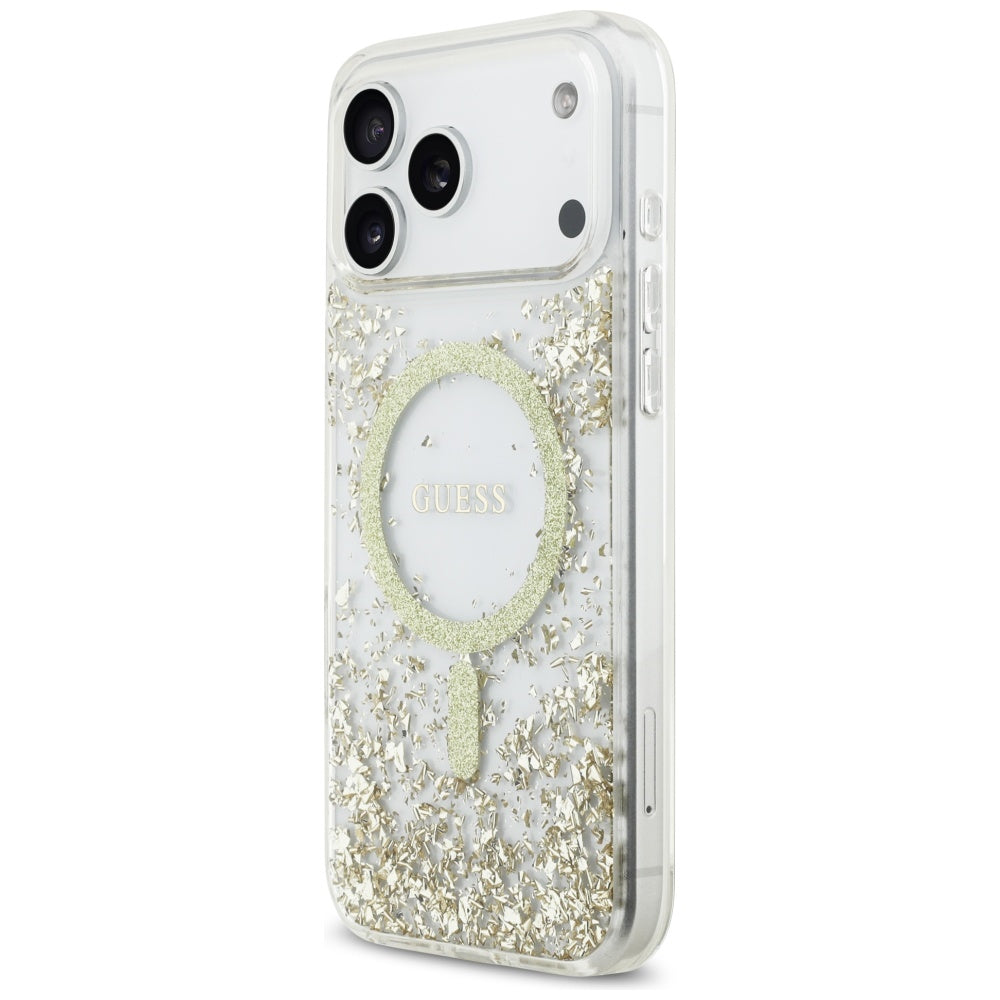 Guess Resin Bottom Glitter MagSafe Case for iPhone 17 Pro Max - Gold_1