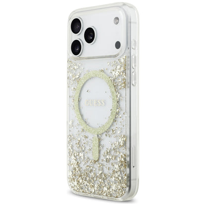 Guess Resin Bottom Glitter MagSafe Case for iPhone 17 Pro Max - Gold_1