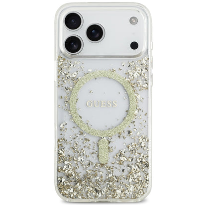 Guess Resin Bottom Glitter MagSafe Case for iPhone 17 Pro Max - Gold_2
