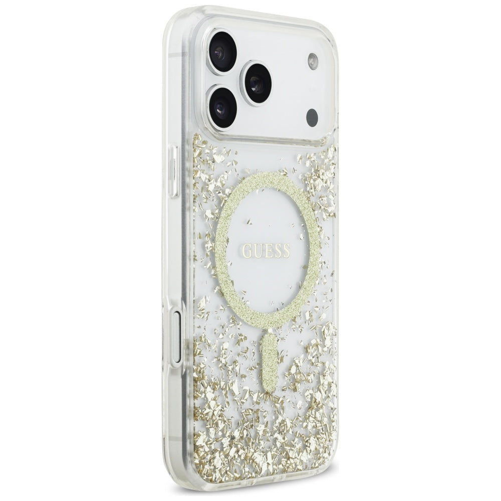 Guess Resin Bottom Glitter MagSafe Case for iPhone 17 Pro Max - Gold_3