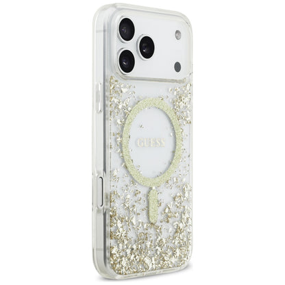Guess Resin Bottom Glitter MagSafe Case for iPhone 17 Pro Max - Gold_3