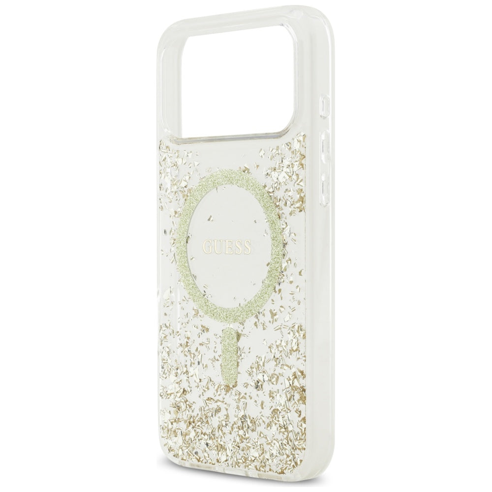 Guess Resin Bottom Glitter MagSafe Case for iPhone 17 Pro Max - Gold_5