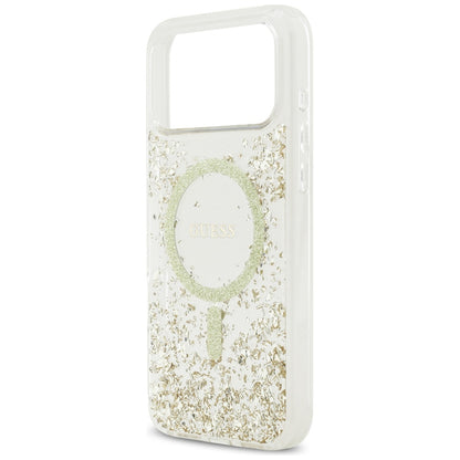 Guess Resin Bottom Glitter MagSafe Case for iPhone 17 Pro Max - Gold_5
