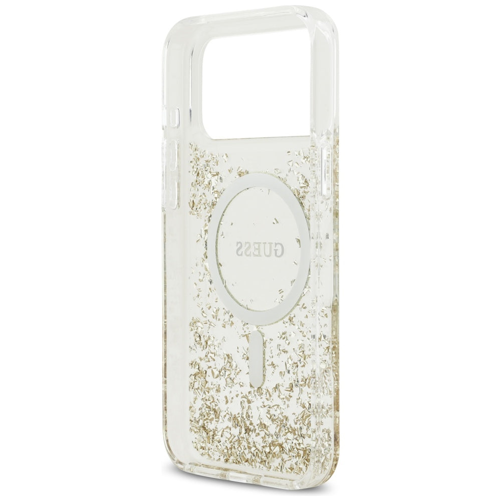 Guess Resin Bottom Glitter MagSafe Case for iPhone 17 Pro Max - Gold_6