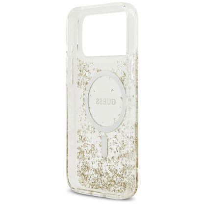 Guess Resin Bottom Glitter MagSafe Case for iPhone 17 Pro Max - Gold_6