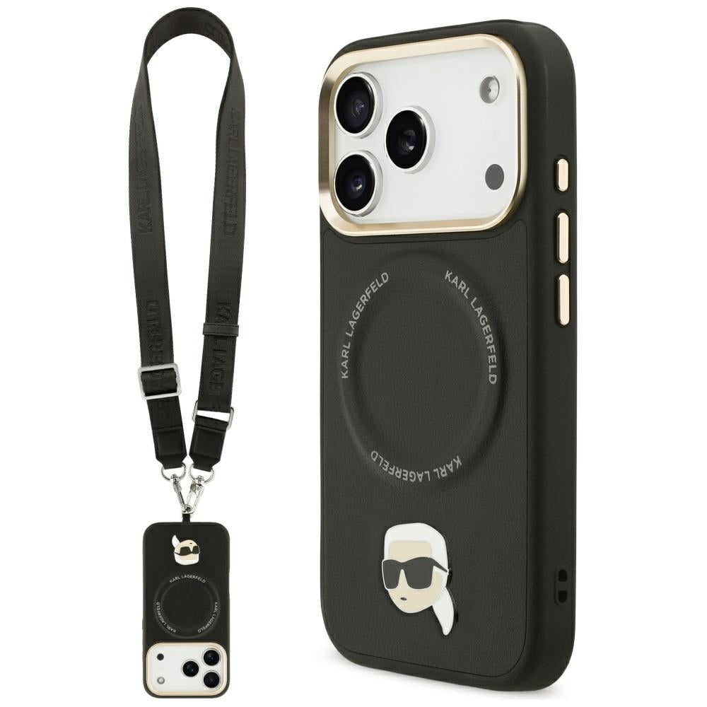 Karl Lagerfeld Big Strap Karl Metal Logo MagSafe Case for iPhone 17 Pro - Black_0