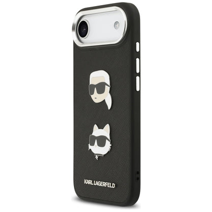 Karl Lagerfeld FW Grained Karl &amp; Choupette Heads Pins &amp; Logo iPhone Air Case - Black_1