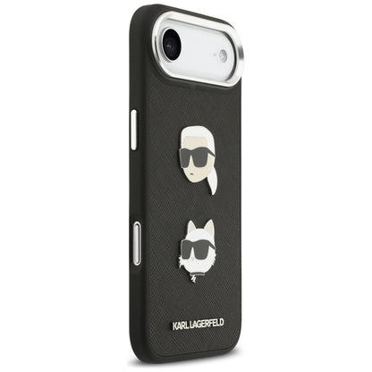 Karl Lagerfeld FW Grained Karl &amp; Choupette Heads Pins &amp; Logo iPhone Air Case - Black_3