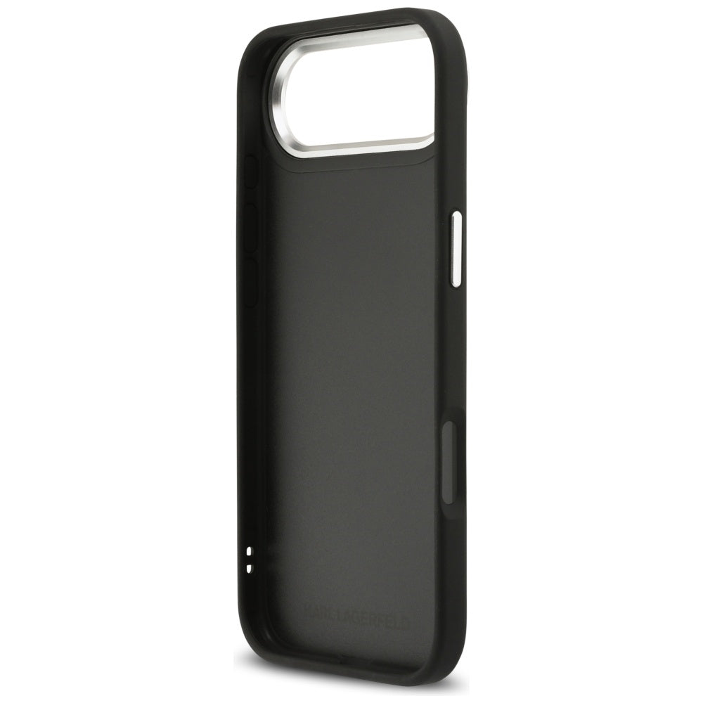 Karl Lagerfeld FW Grained Karl &amp; Choupette Heads Pins &amp; Logo iPhone Air Case - Black_6