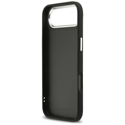 Karl Lagerfeld FW Grained Karl &amp; Choupette Heads Pins &amp; Logo iPhone Air Case - Black_6