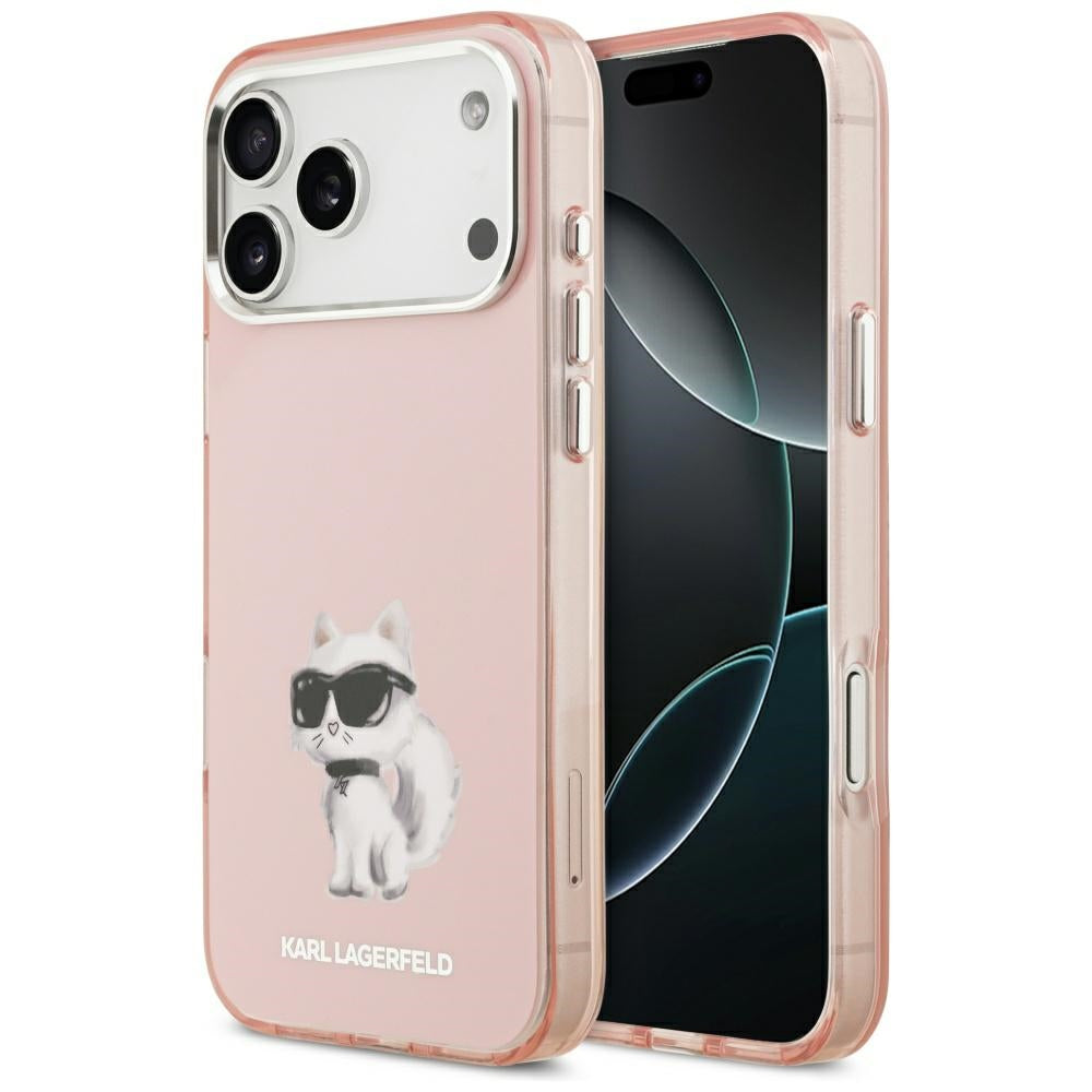 Karl Lagerfeld IML Aquarelle Choupette &amp; Logo MagSafe Case for iPhone 17 Pro - Pink_0
