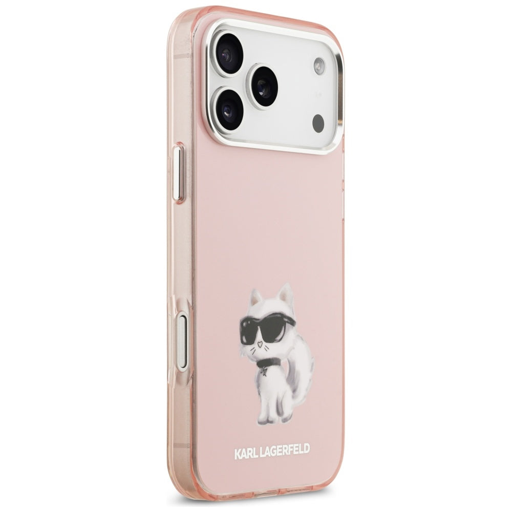 Karl Lagerfeld IML Aquarelle Choupette &amp; Logo MagSafe Case for iPhone 17 Pro - Pink_3