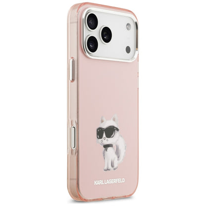 Karl Lagerfeld IML Aquarelle Choupette &amp; Logo MagSafe Case for iPhone 17 Pro - Pink_3