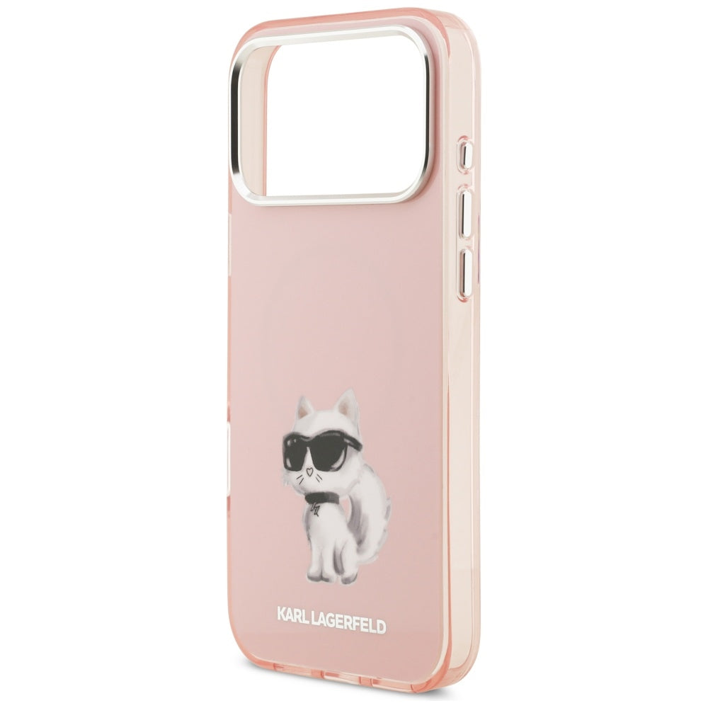 Karl Lagerfeld IML Aquarelle Choupette &amp; Logo MagSafe Case for iPhone 17 Pro - Pink_5
