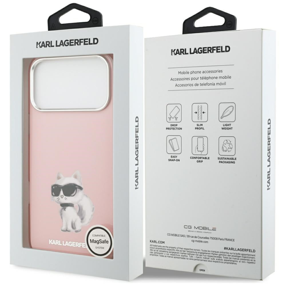 Karl Lagerfeld IML Aquarelle Choupette &amp; Logo MagSafe Case for iPhone 17 Pro - Pink_7