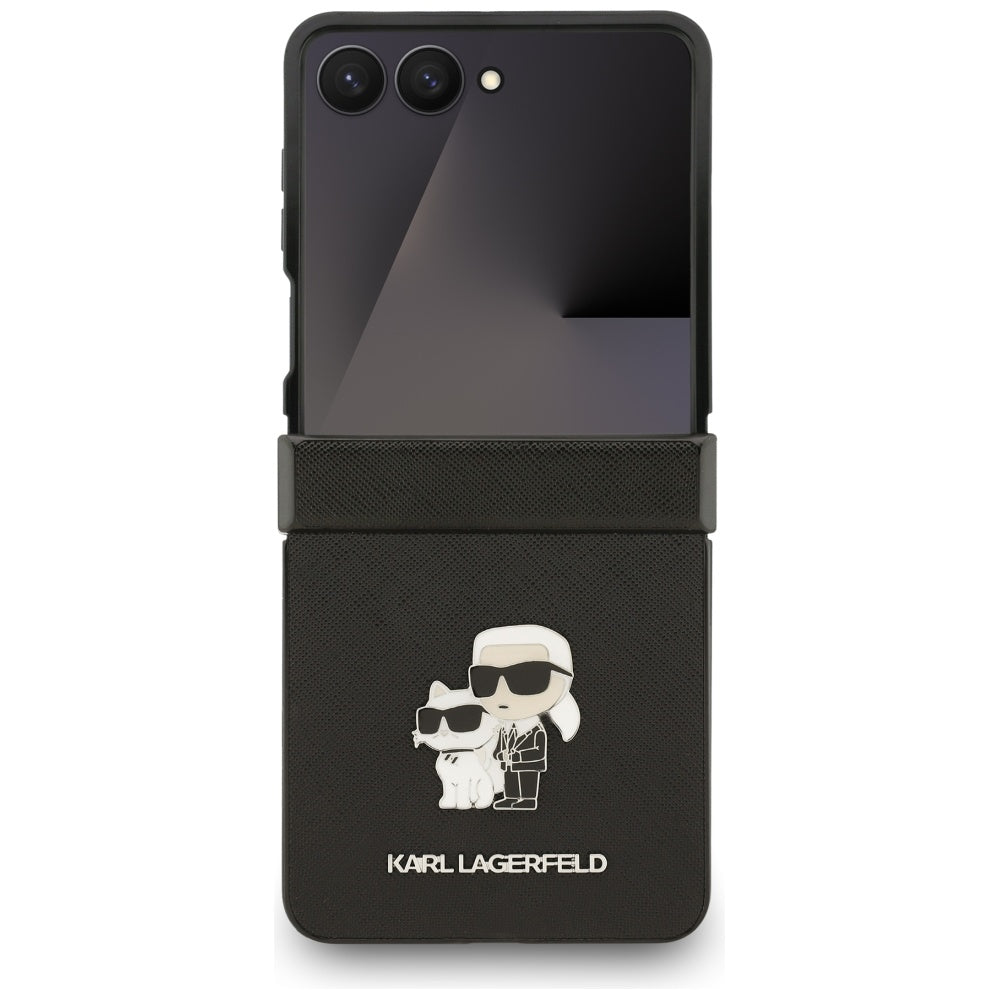 Karl Lagerfeld Saffiano Karl&amp;Choupette Pin Case for Samsung Galaxy Z Flip 7 - Black_1
