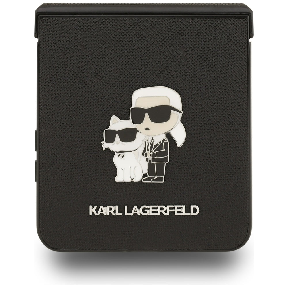 Karl Lagerfeld Saffiano Karl&amp;Choupette Pin Case for Samsung Galaxy Z Flip 7 - Black_4