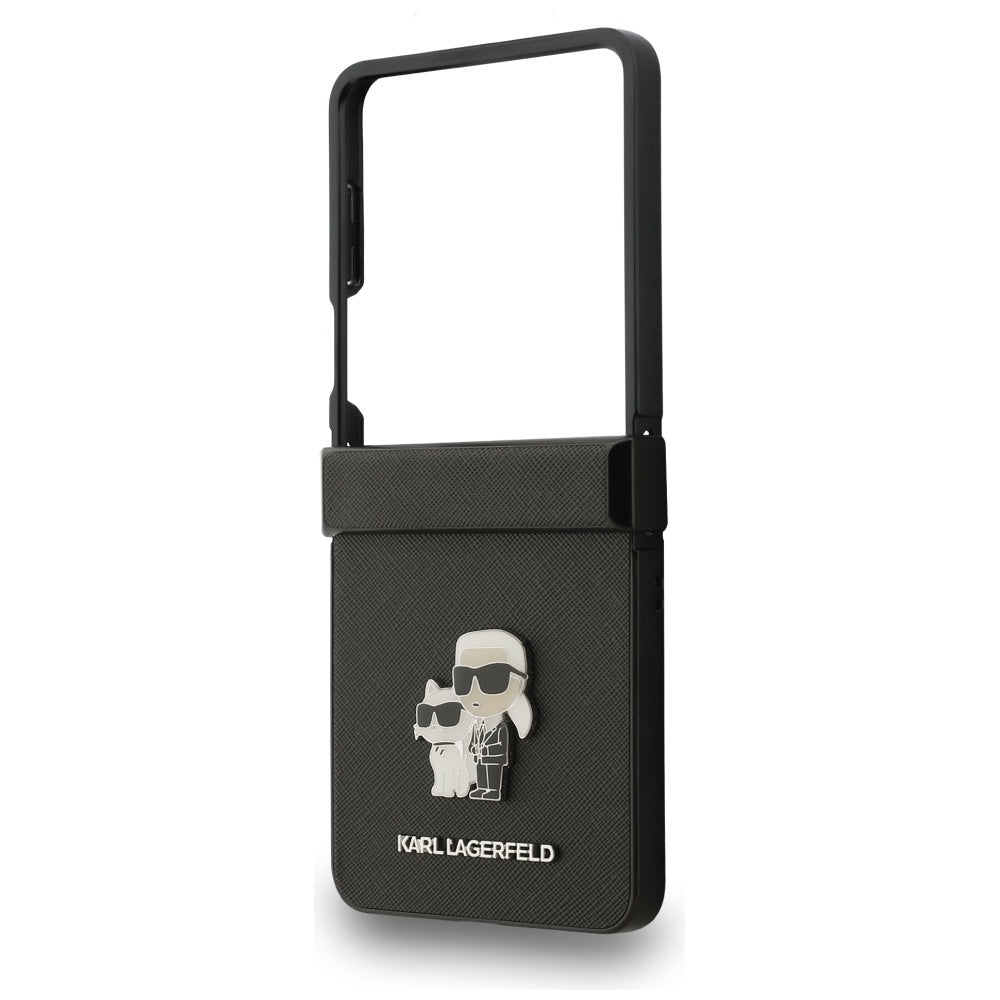 Karl Lagerfeld Saffiano Karl&amp;Choupette Pin Case for Samsung Galaxy Z Flip 7 - Black_5
