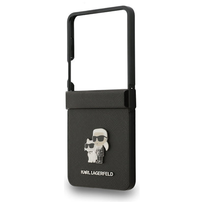 Karl Lagerfeld Saffiano Karl&amp;Choupette Pin Case for Samsung Galaxy Z Flip 7 - Black_5