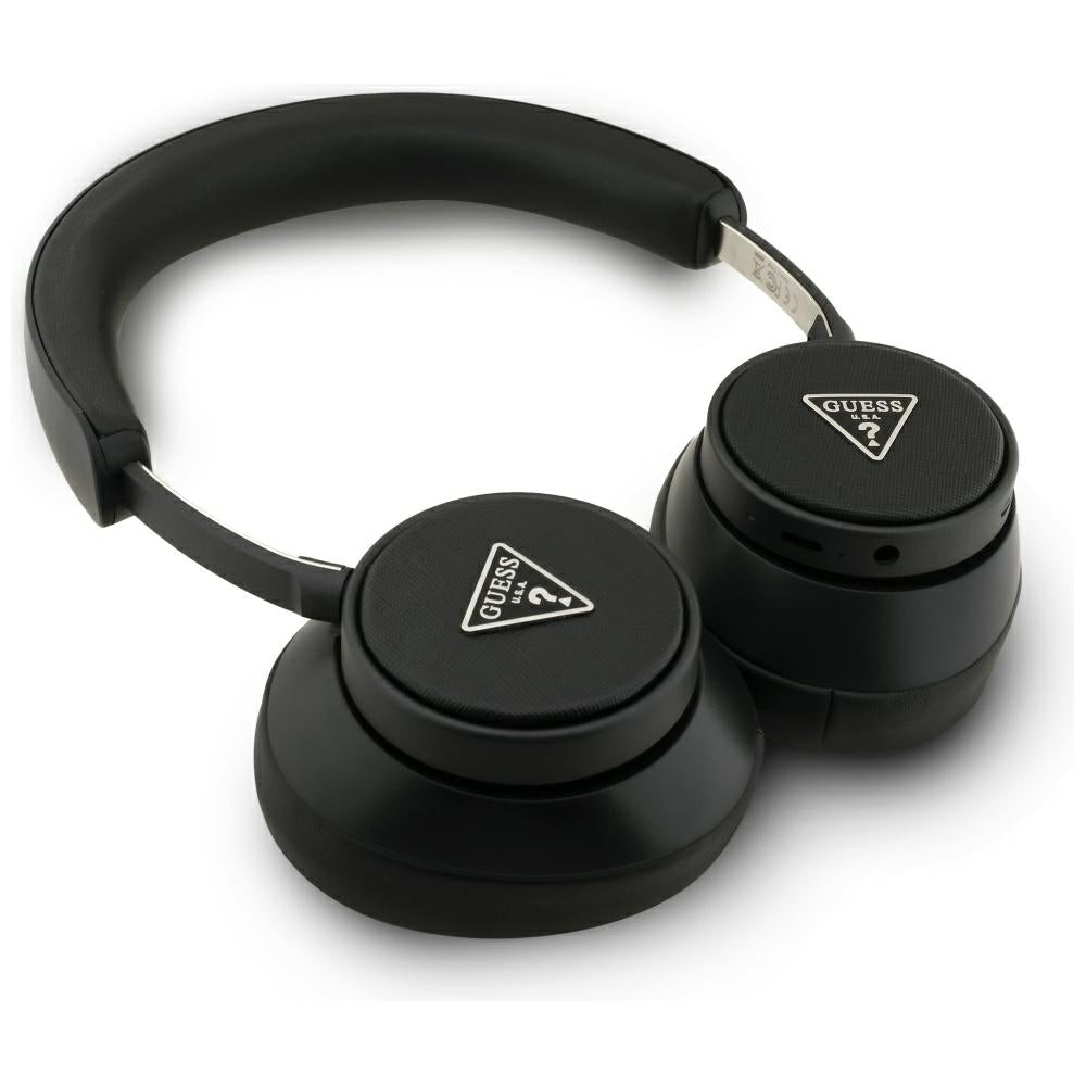 Guess Bluetooth ENC Saffiano Triangle Logo On-Ear Headphones - Black_3