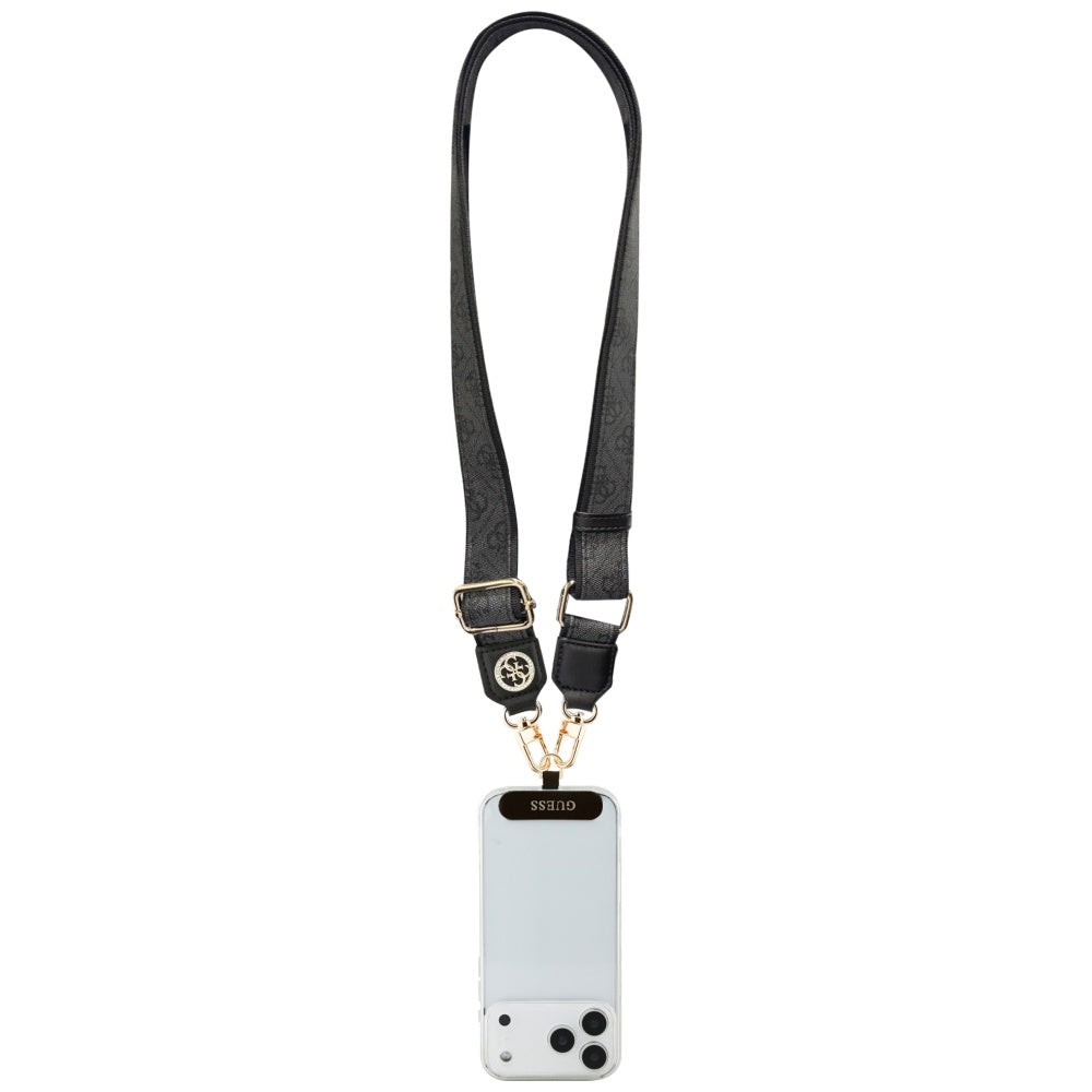 Guess Universal CBDY 4G Tether Patch Strass Metal Logo Phone Lanyard - Black_3