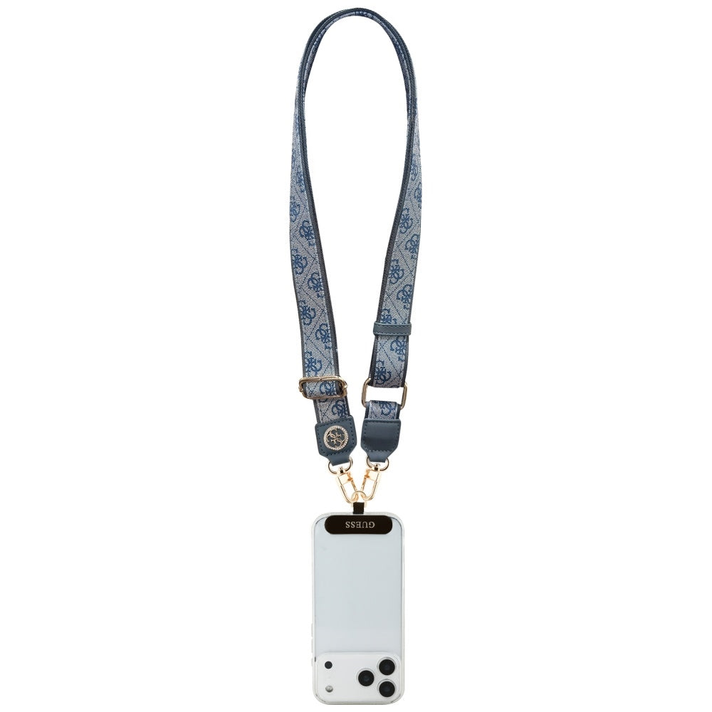Guess Universal CBDY 4G Tether Patch Strass Metal Logo Phone Lanyard - Blue_3