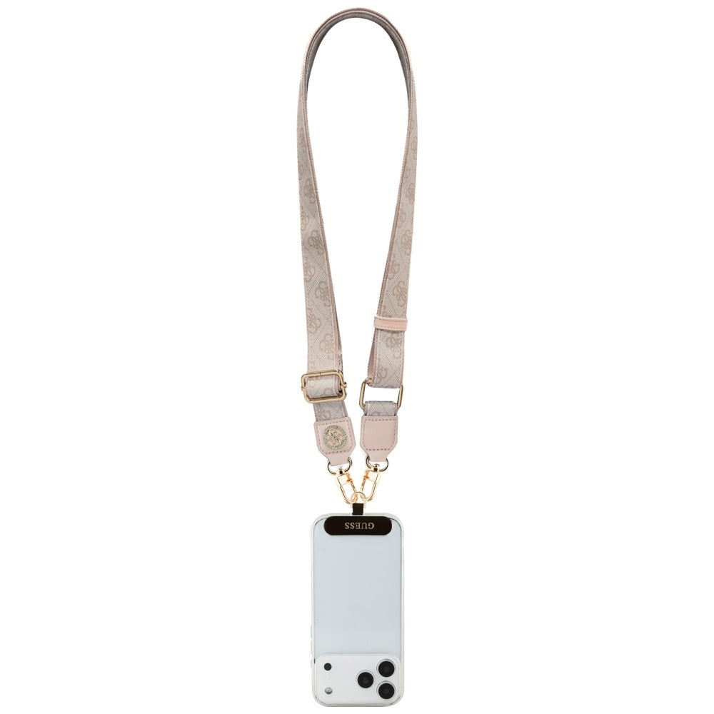 Guess Universal CBDY 4G Tether Patch Strass Metal Logo Phone Lanyard - Pink_3