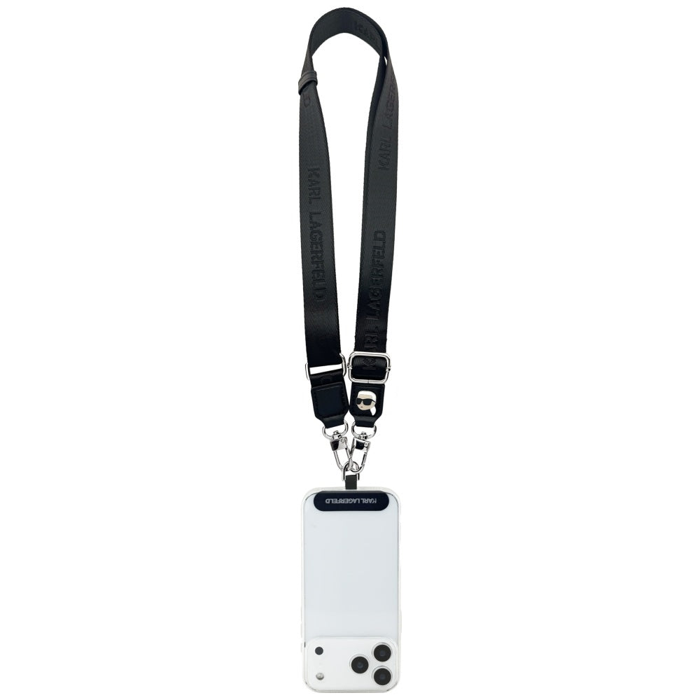 Karl Lagerfeld Universal Strap Tether Patch Karl Metal Logo Phone Lanyard - Black_2