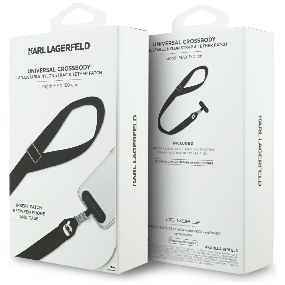 Karl Lagerfeld Universal Strap Tether Patch Karl Metal Logo Phone Lanyard - Black_3