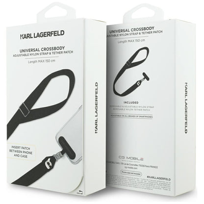 Karl Lagerfeld Universal Strap Tether Patch Karl Metal Logo Phone Lanyard - Black_3